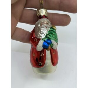 Santa Claus Glass Christmas Tree Ornament Lao Vintage